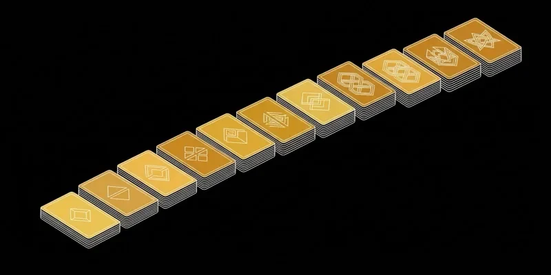 Các lá bài vàng xếp thành bậc thang đi lên — tiến lên miền nam GO88